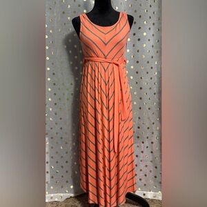 NEW Liz Lange maternity dress tank stripes striped calf maxi with belt